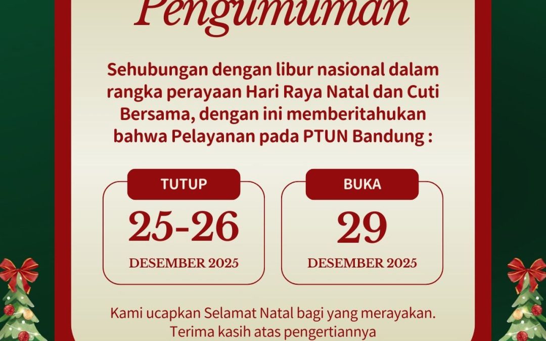 PENGUMUMAN PELAYANAN Libur Nasional & Cuti Bersama Hari Raya Natal 2025